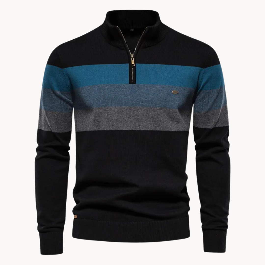 Quest Quarter-Zip Sweater featuring a stylish striped design, made from a soft cotton blend, designed for a relaxed fit perfect for casual outings and layering - 10