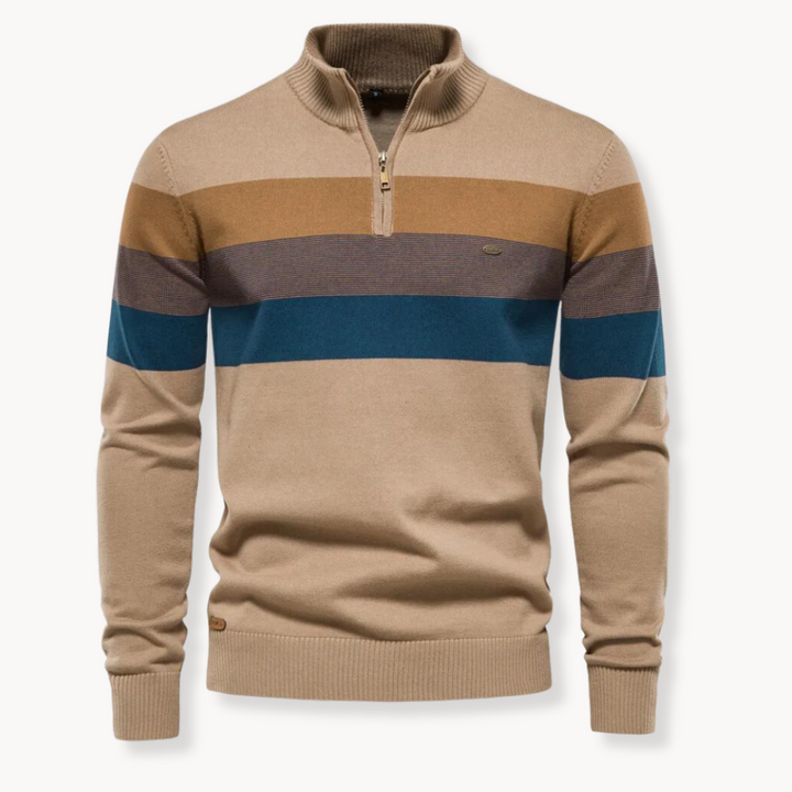 Quest Quarter-Zip Sweater featuring a stylish striped design, made from a soft cotton blend, designed for a relaxed fit perfect for casual outings and layering - 11