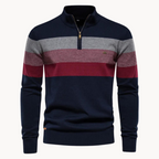 Quest Quarter-Zip Sweater featuring a stylish striped design, made from a soft cotton blend, designed for a relaxed fit perfect for casual outings and layering - 8