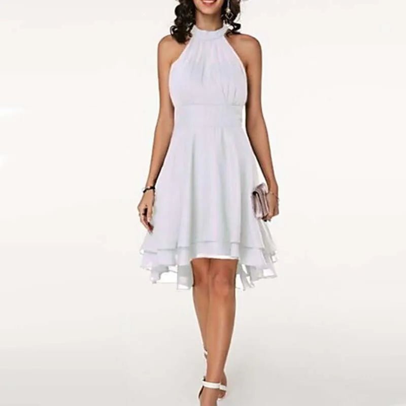 Fiona Flare Mini Dress | Lightweight, Exposed Shoulders, Asymmetric Hem 10