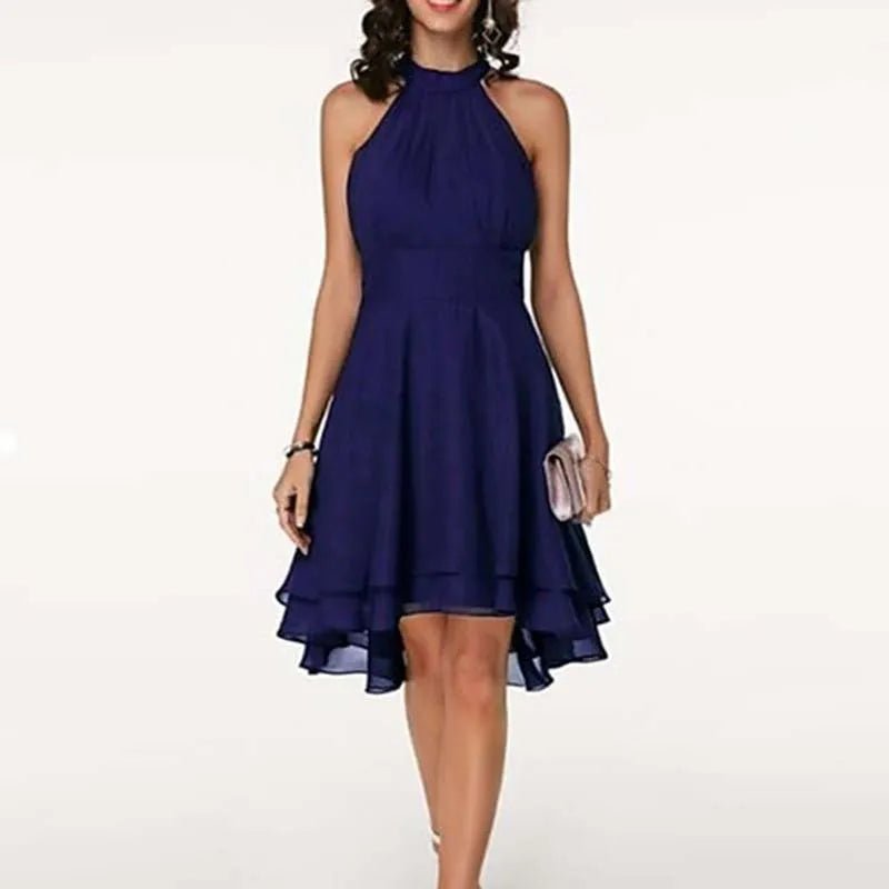 Fiona Flare Mini Dress | Lightweight, Exposed Shoulders, Asymmetric Hem 12