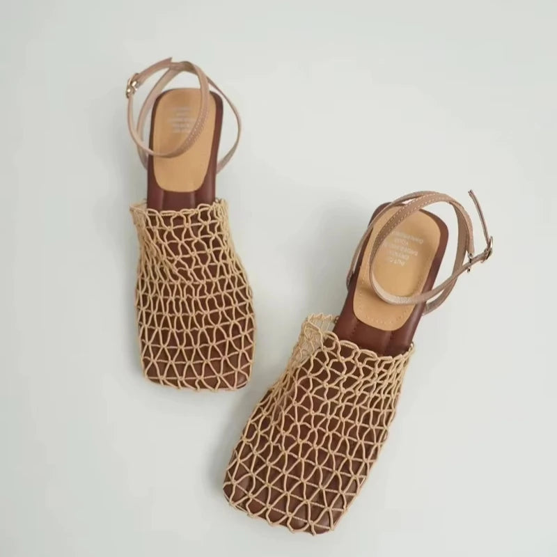 Fiona Heels | Lightweight Mesh Weave, Square Toe Wedding Shoes 5