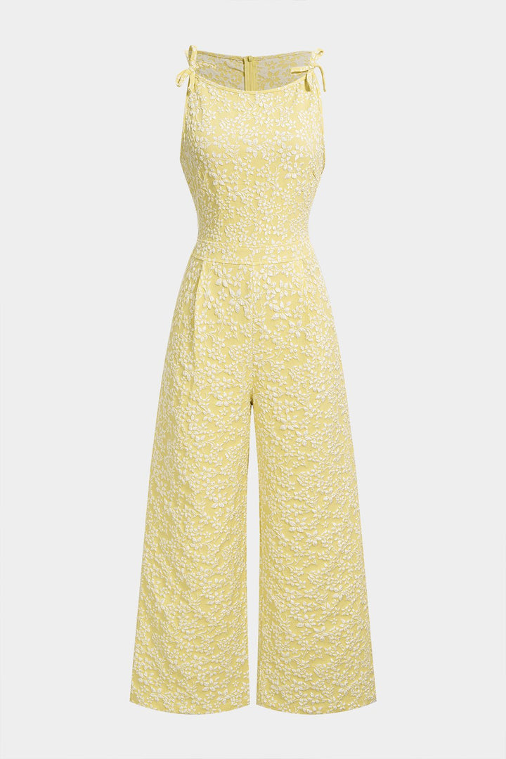 Fiora Jumpsuit Women | Textured, Elegant Sleeveless with Bow Detail 0