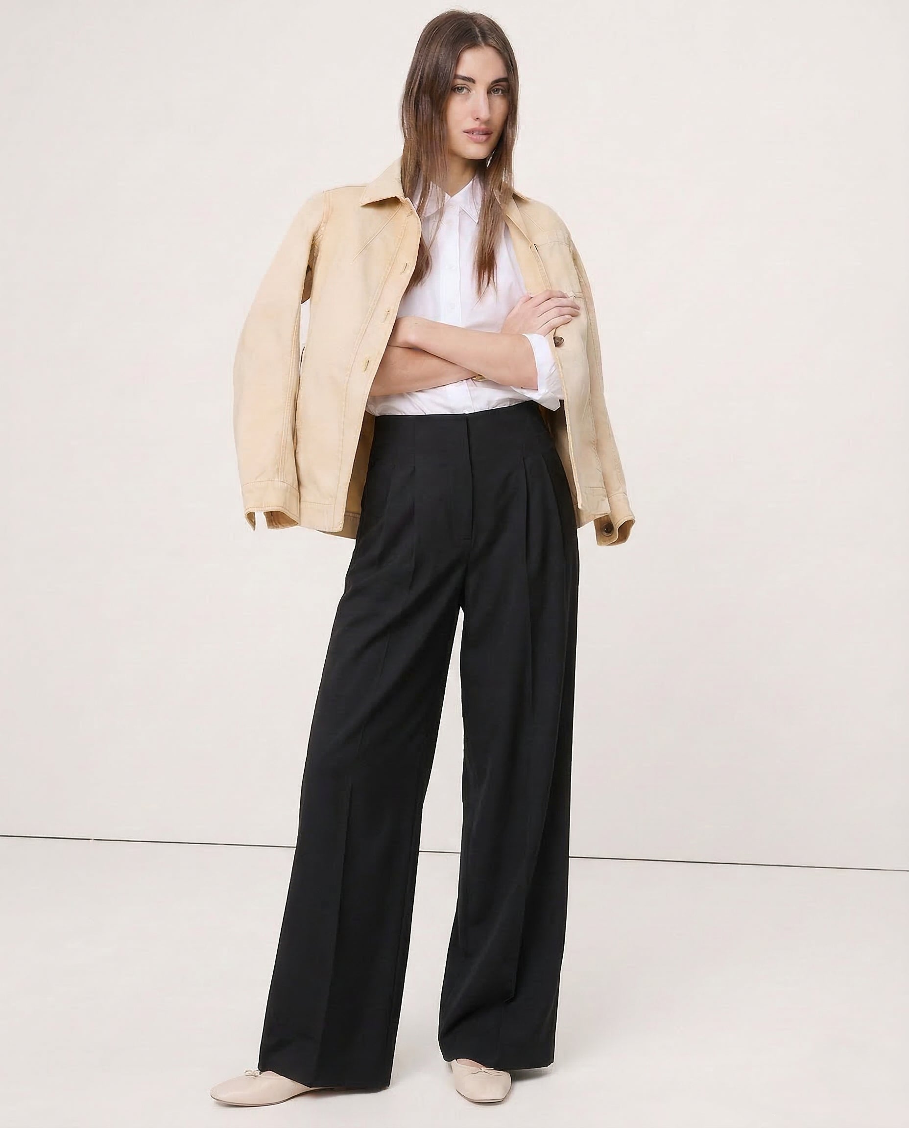 Fiora Wide Leg Trousers | 100% Cotton, High-Waisted, Elastic Waist 1