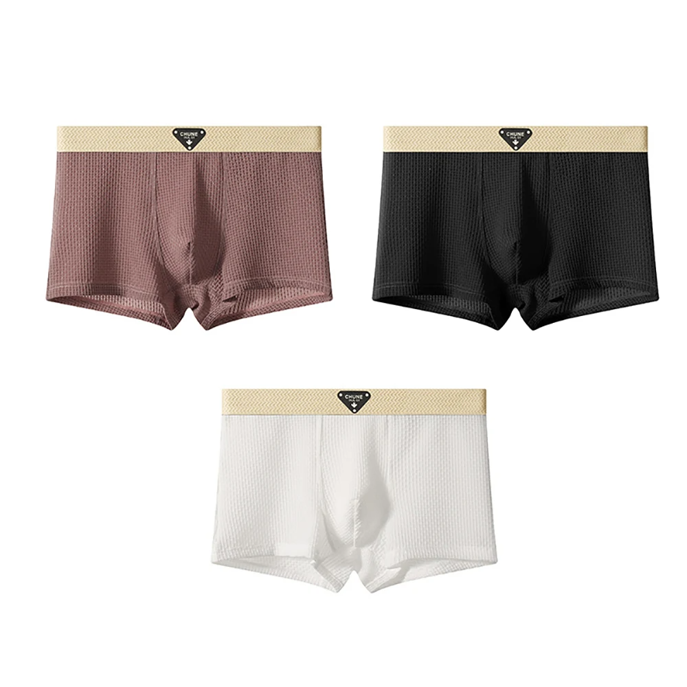 Fleek Silk Boxer Shorts | Cooling Ice Silk, Breathable Waffle Texture, Pack of 3 3