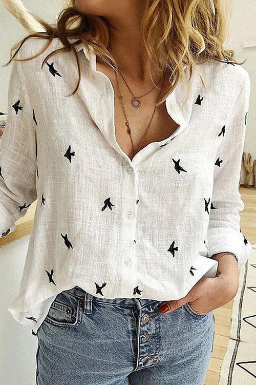 Flora Women's Top | Cotton Linen, Casual Long Sleeve Blouse 0