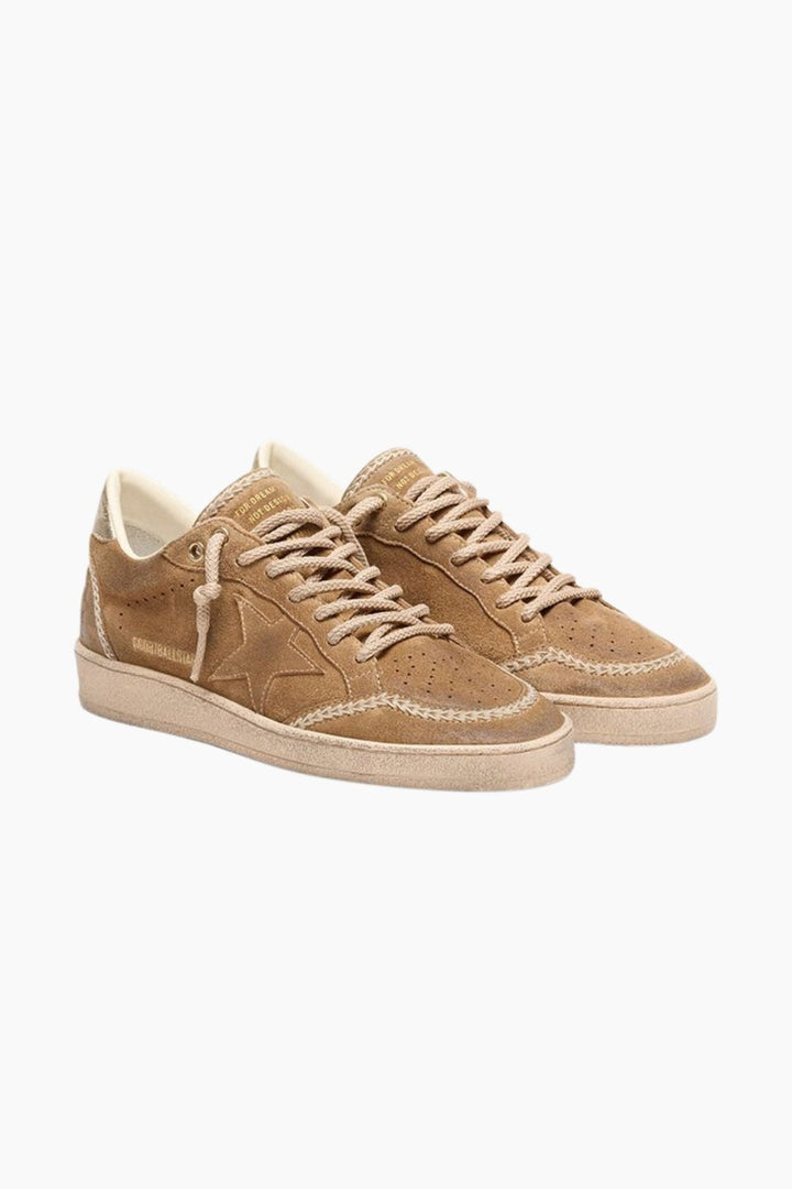 Gavino Ball Star Sneakers | Tobacco Suede, Wedge Heel 1