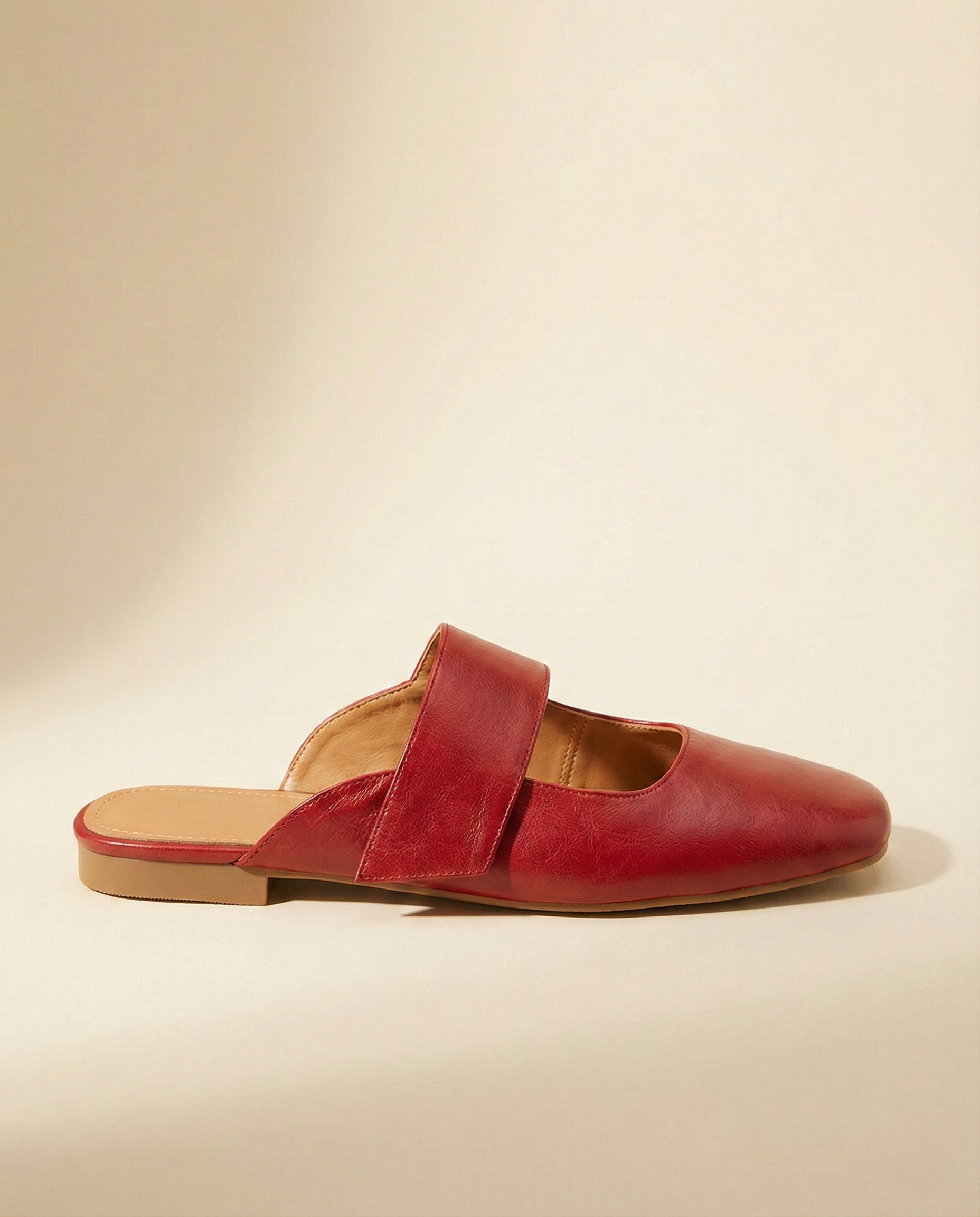 Yena | Leather Square Toe Chunky Heel Mules
