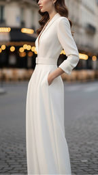 Alessandra | Ivory Belted Power Jumpsuit