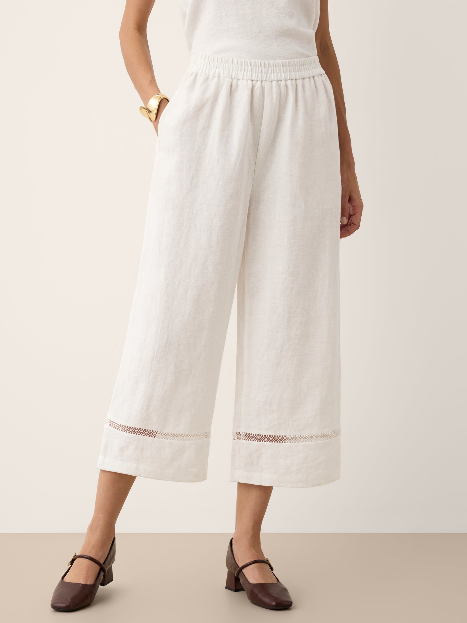 Gillian Cropped Trousers | 100% Linen, Relaxed Fit, Ankle-Length 0