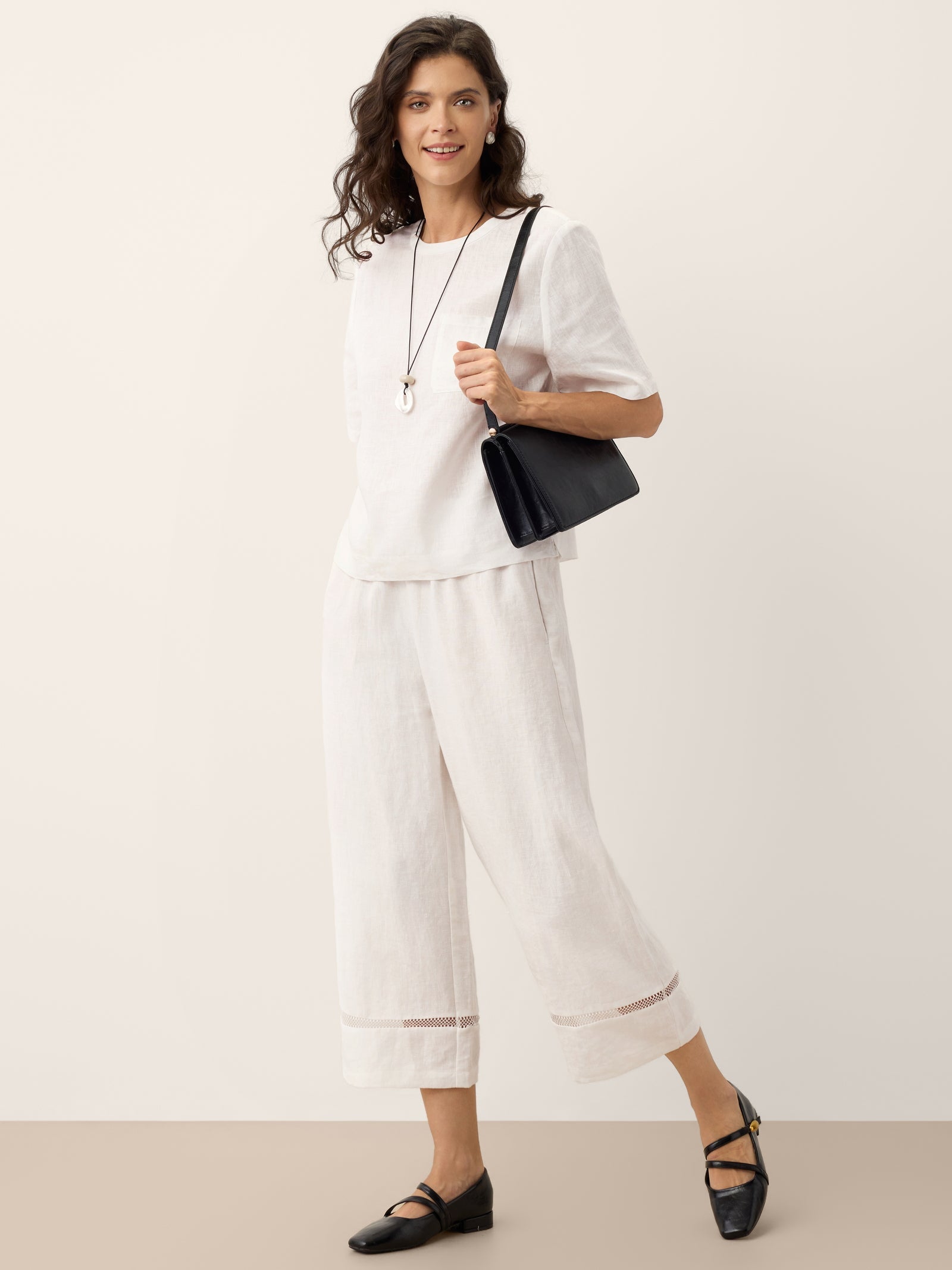 Gillian Cropped Trousers | 100% Linen, Relaxed Fit, Ankle-Length 6