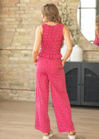 Gina Gingham Outfit | Lightweight Smocked Top & Wide Leg Pants for Women's Holiday Clothing 2
