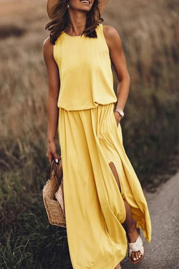 Giselle Maxi Dress | Loose Fit, Cotton Blend, Sleeveless Long Dress for Women 4