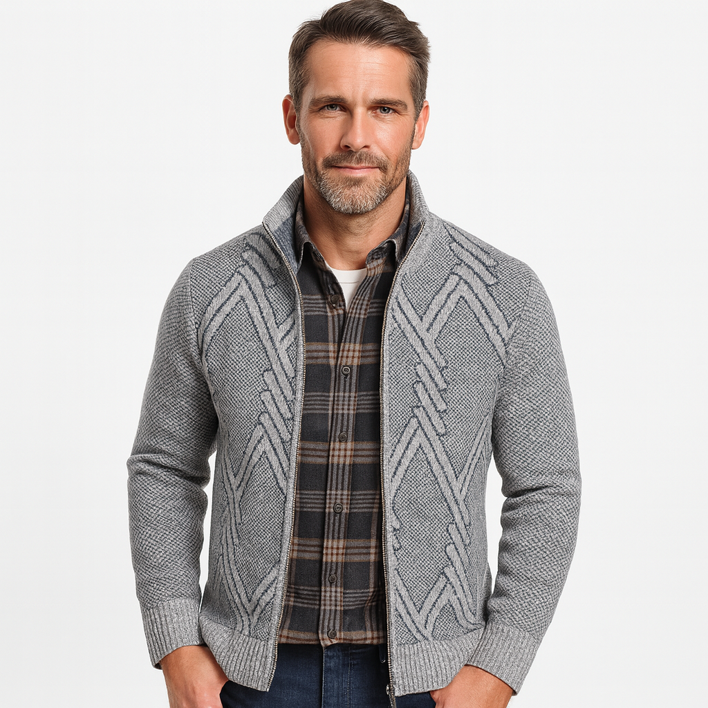 Peter | Men's Textured Zip Sweater | Knit