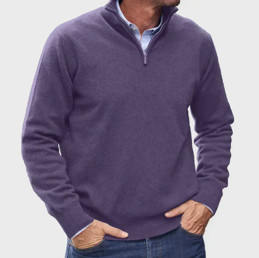 Frederico | Italian cashmere blend sweater for men with zipper.