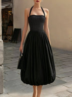 Haven Midi Dress | Textured Knit, Halter Neck, Bubble Hem 0