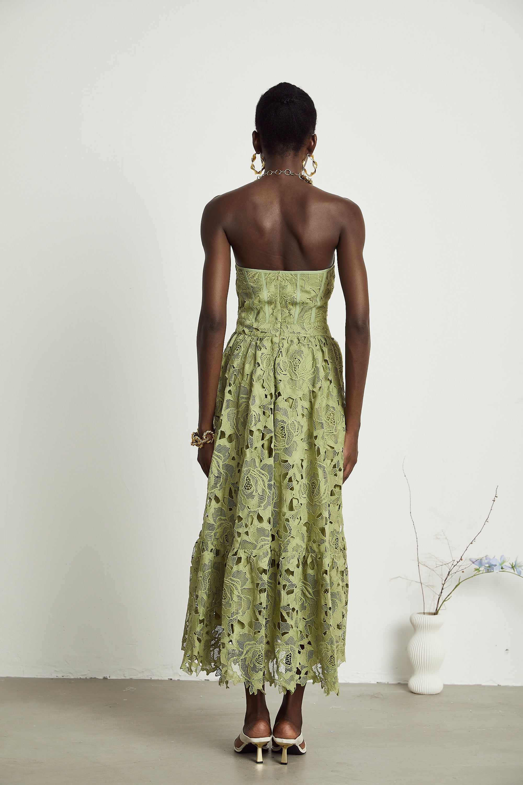 Ivy Floral Midi Dress | Lace Embroidered, Off the Shoulder Summer Wedding Guest Dress 2