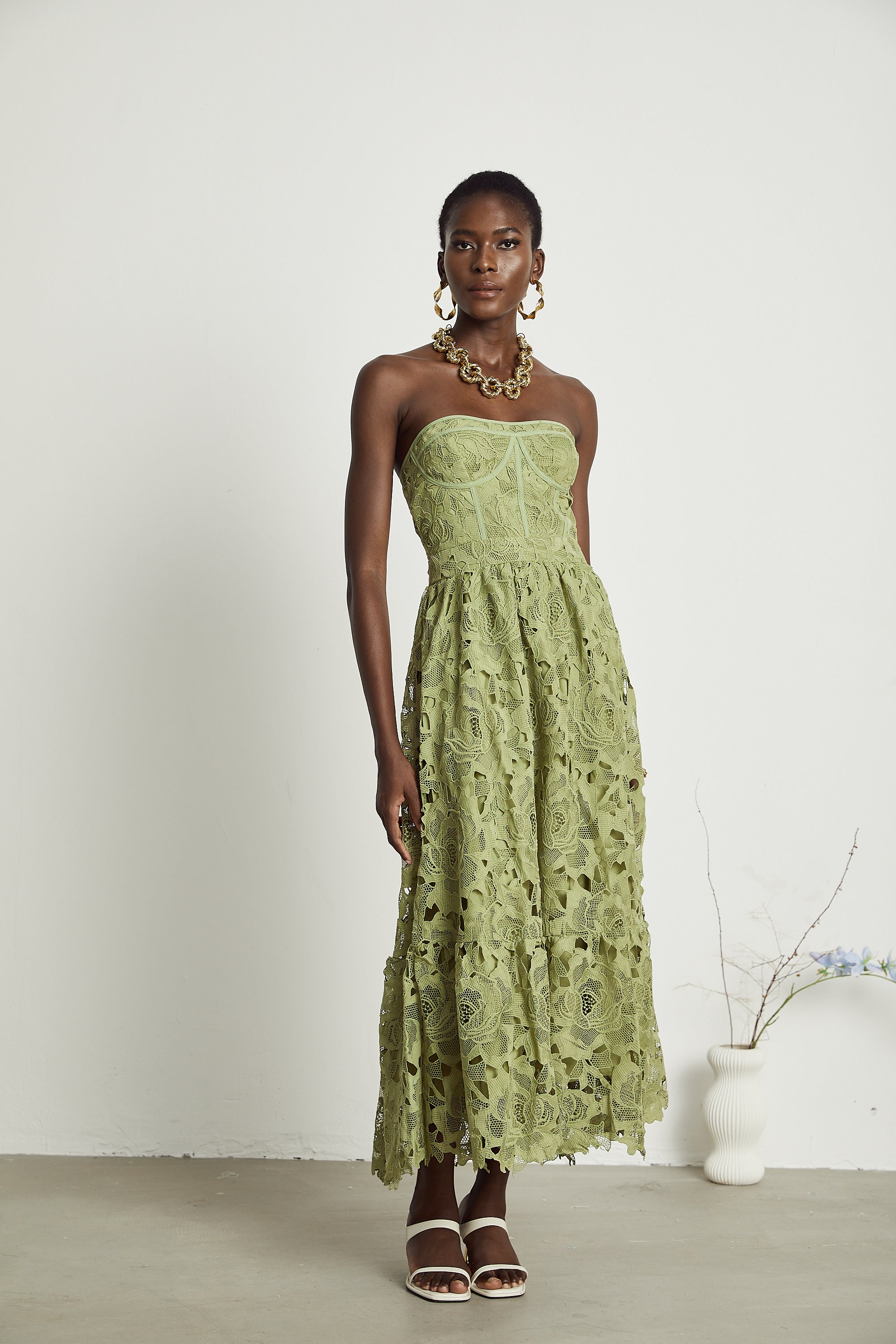 Ivy Floral Midi Dress | Lace Embroidered, Off the Shoulder Summer Wedding Guest Dress 3