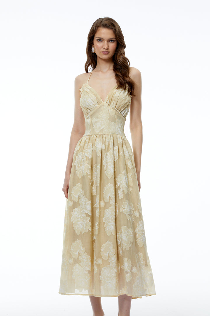 Ivy Maxi Dress | Floral Print, Halterneck A-Line Summer Wedding Guest Dress 0