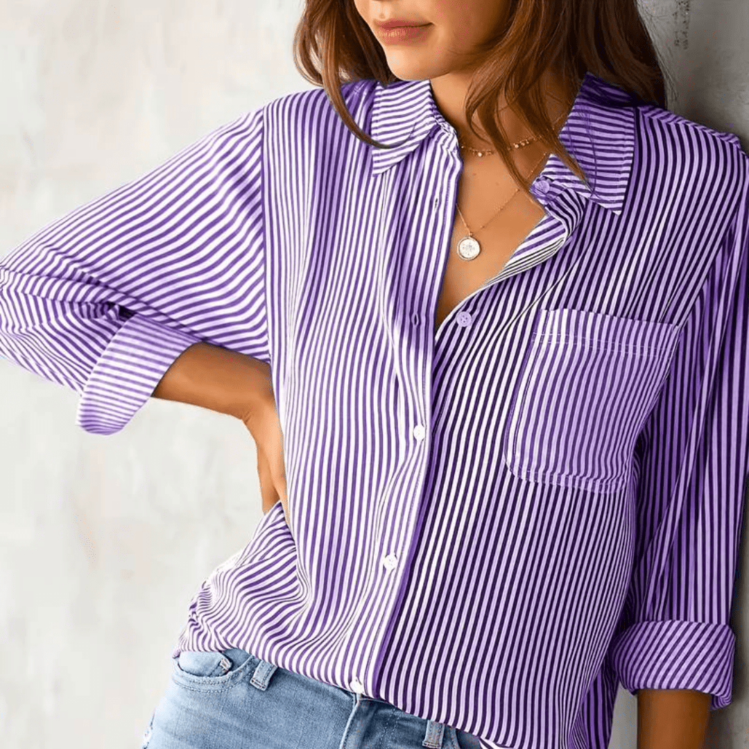 Jade Striped Blouse | Luxurious Fabric, Long Sleeve Design 3