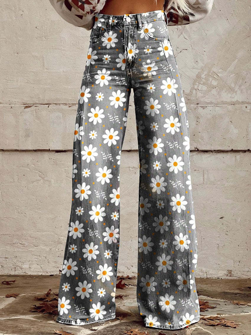 Jovial Floral Palazzo Pants | Retro Flared Design, Soft Breathable Fabric 0