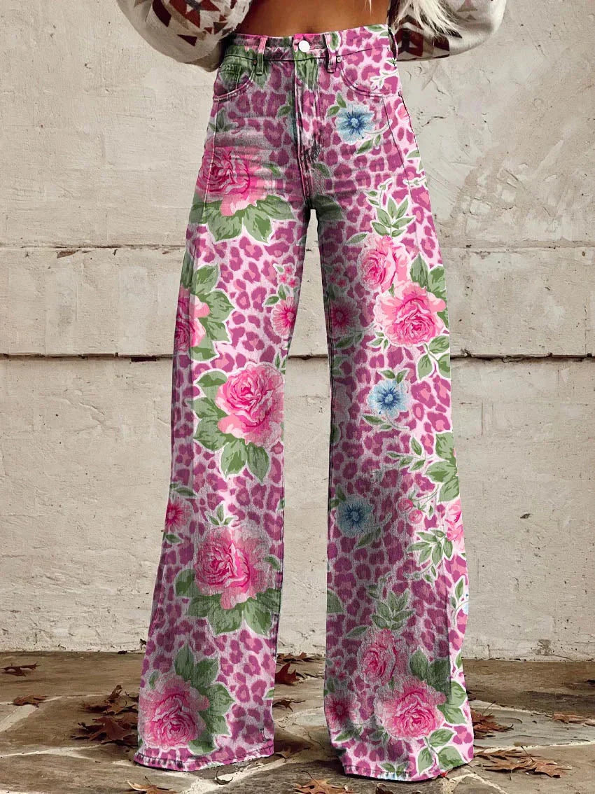 Jovial Floral Palazzo Pants | Retro Flared Design, Soft Breathable Fabric 2