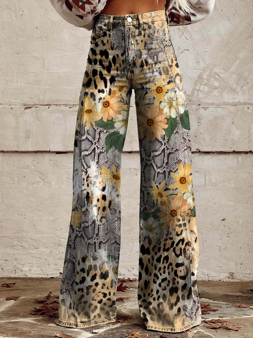 Jovial Floral Palazzo Pants | Retro Flared Design, Soft Breathable Fabric 4