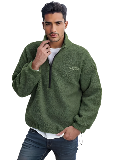 Men's Sherpa Fleece Pullover, Quarter-Zip, Relaxed Fit, Three Colours