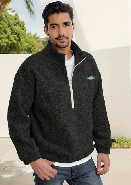 Men’s Sherpa Fleece Pullover | Quarter-Zip Warm Layer for Cold Weather