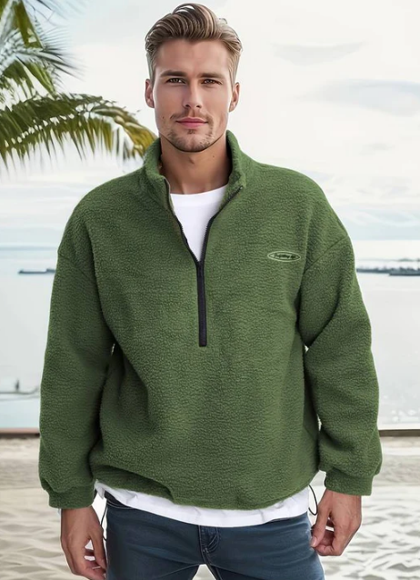 Men's Sherpa Fleece Pullover, Quarter-Zip, Relaxed Fit, Three Colours