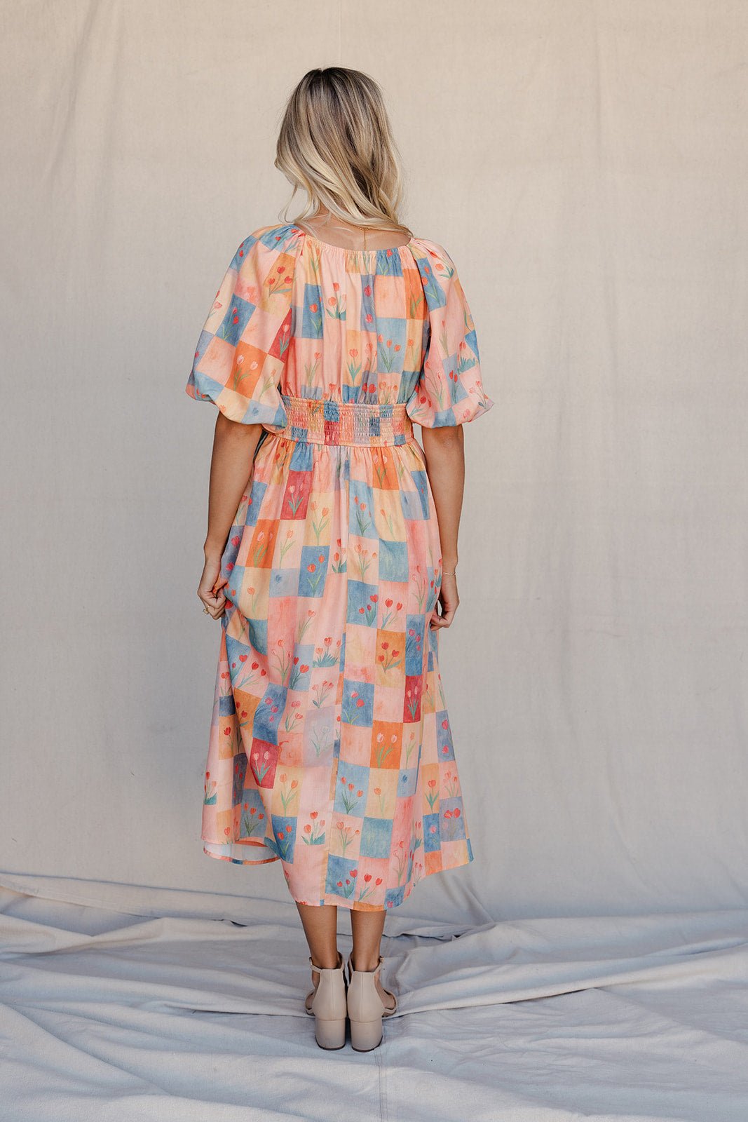 Kara Garden Dress | Floral Midi Dress with Puff Sleeves for Women 2
