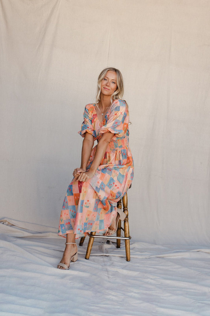 Kara Garden Dress | Floral Midi Dress with Puff Sleeves for Women 4