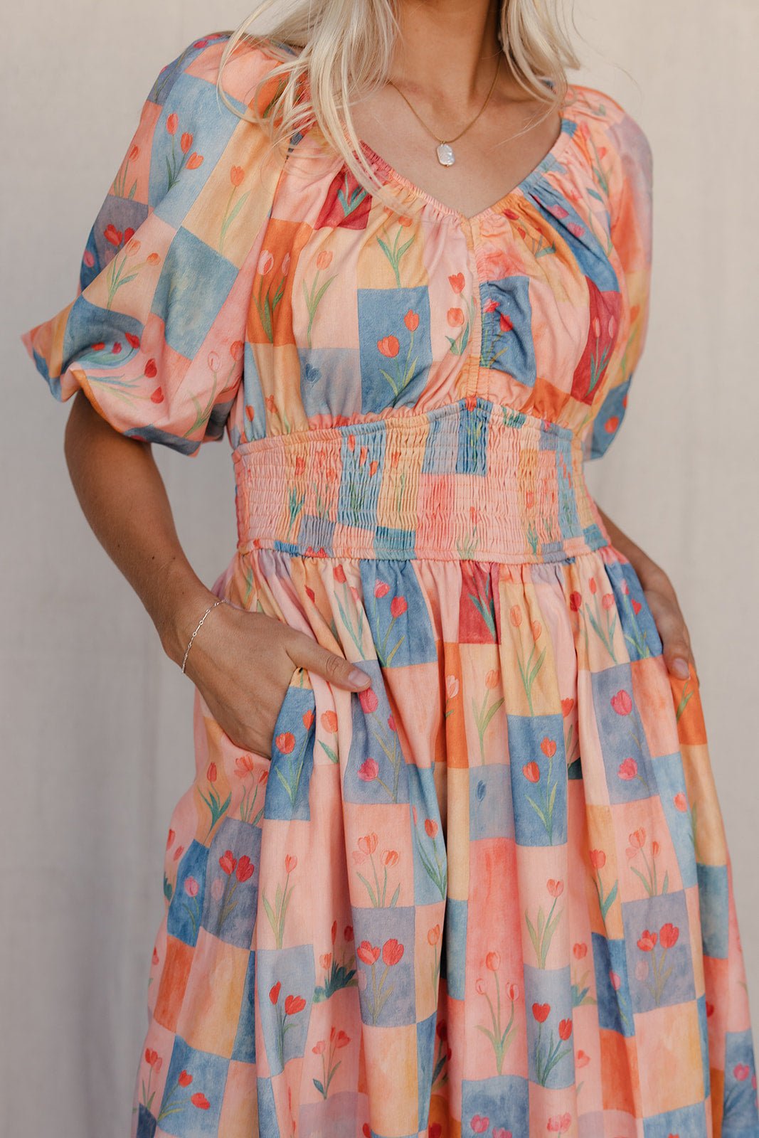 Kara Garden Dress | Floral Midi Dress with Puff Sleeves for Women 5