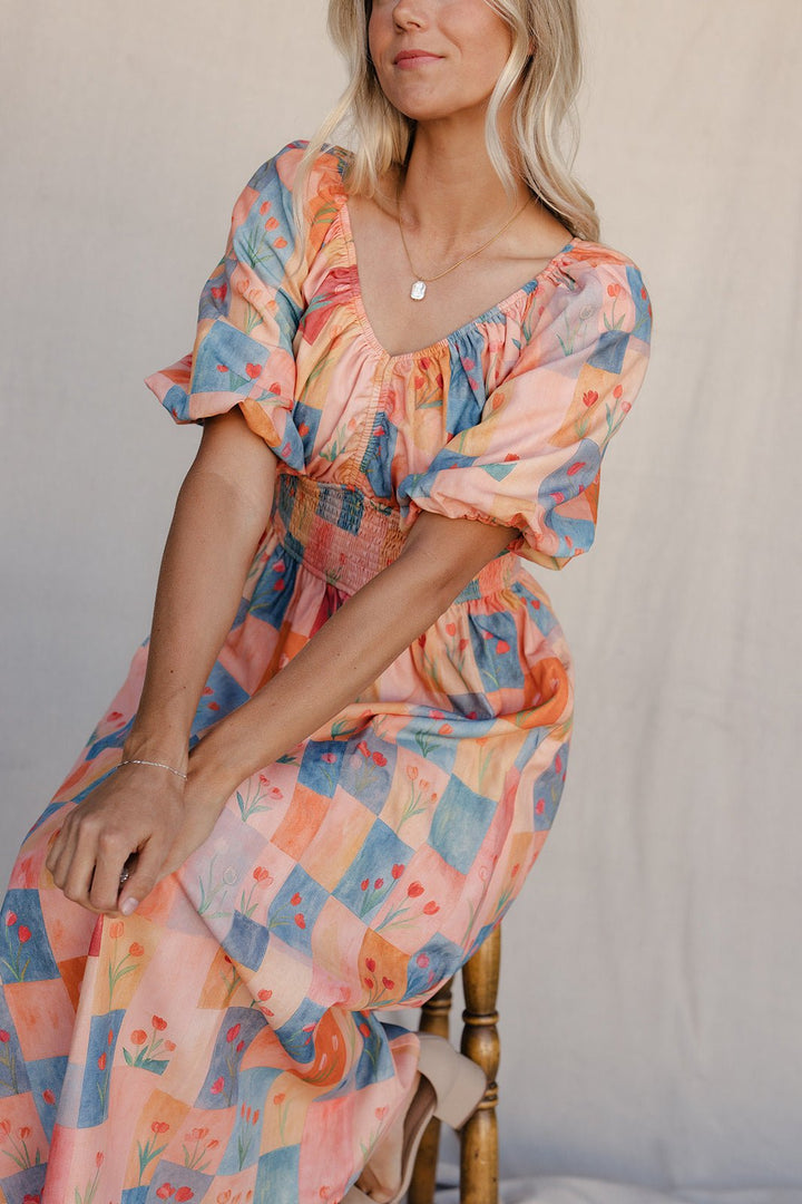 Kara Garden Dress | Floral Midi Dress with Puff Sleeves for Women 6
