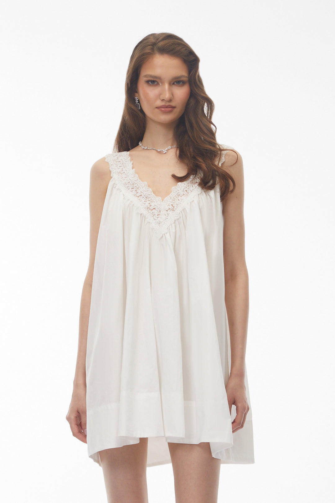 Katia Women's Dress | White Lace Trim Mini Summer Dress 1
