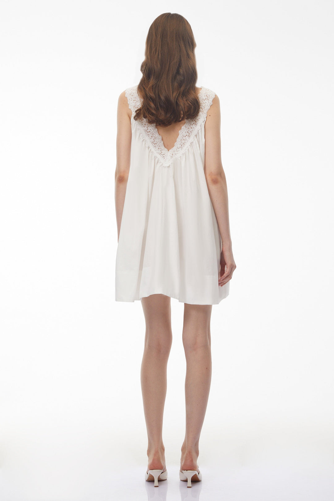 Katia Women's Dress | White Lace Trim Mini Summer Dress 2