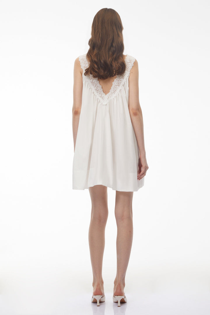 Katia Women's Dress | White Lace Trim Mini Summer Dress 2