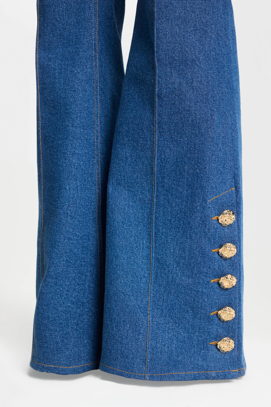 Kendra Flare Pants | Mid-Wash Stretch Denim, Flared Leg 4
