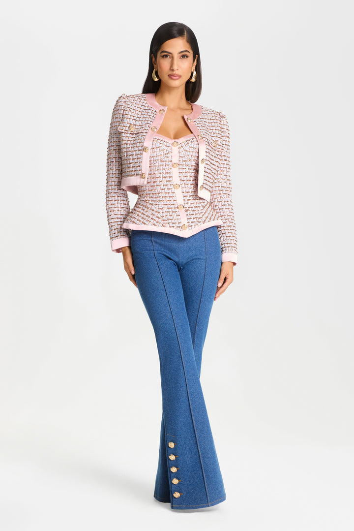 Kendra Flare Pants | Mid-Wash Stretch Denim, Flared Leg 7
