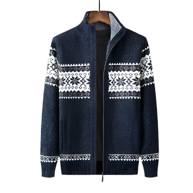 Nordic Knit Zip Cardigan | Fleece-Lined Sweater | Winter Warmth