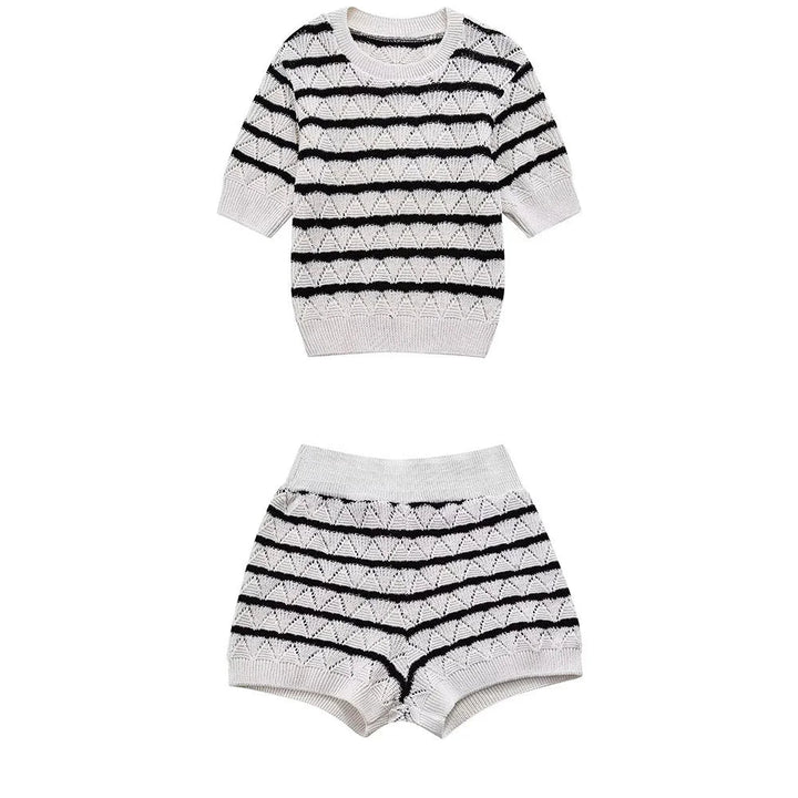 Kira Knit Lounge Set | High-Quality Crop Top and Shorts, Relaxed Fit 2