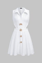 Lara Mini Dress | Metallic, Irregular Cut-Out Design 0