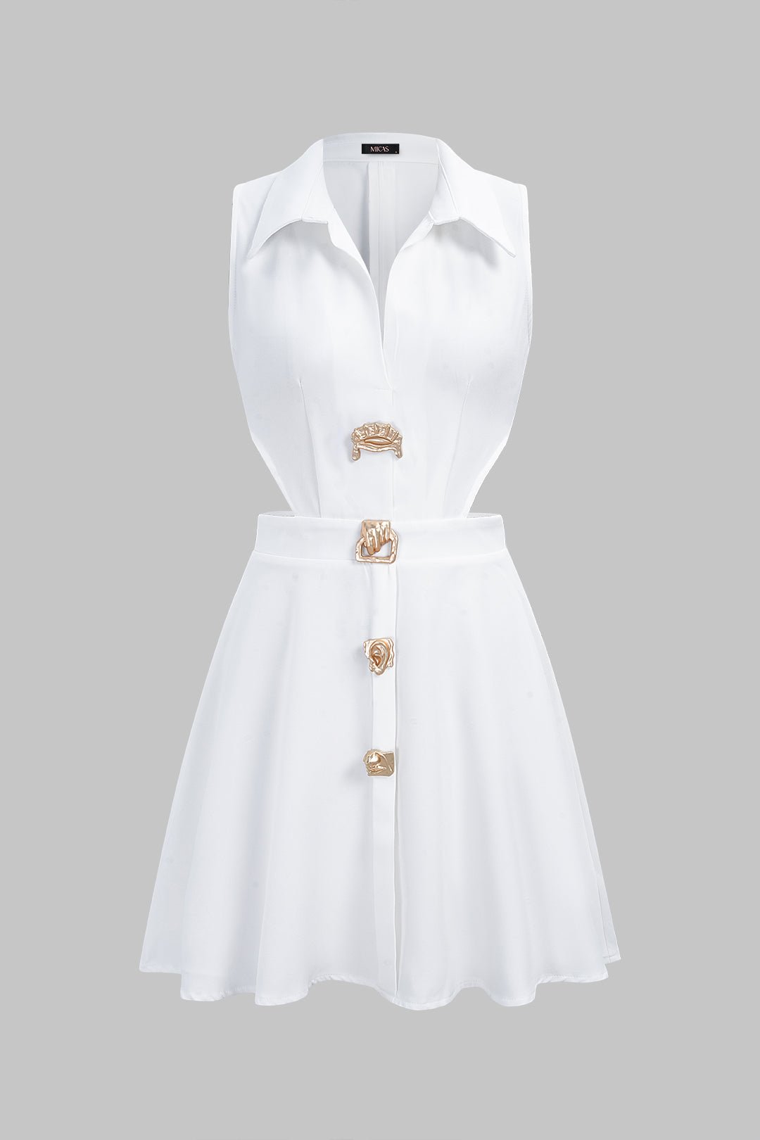 Lara Mini Dress | Metallic, Irregular Cut-Out Design 0