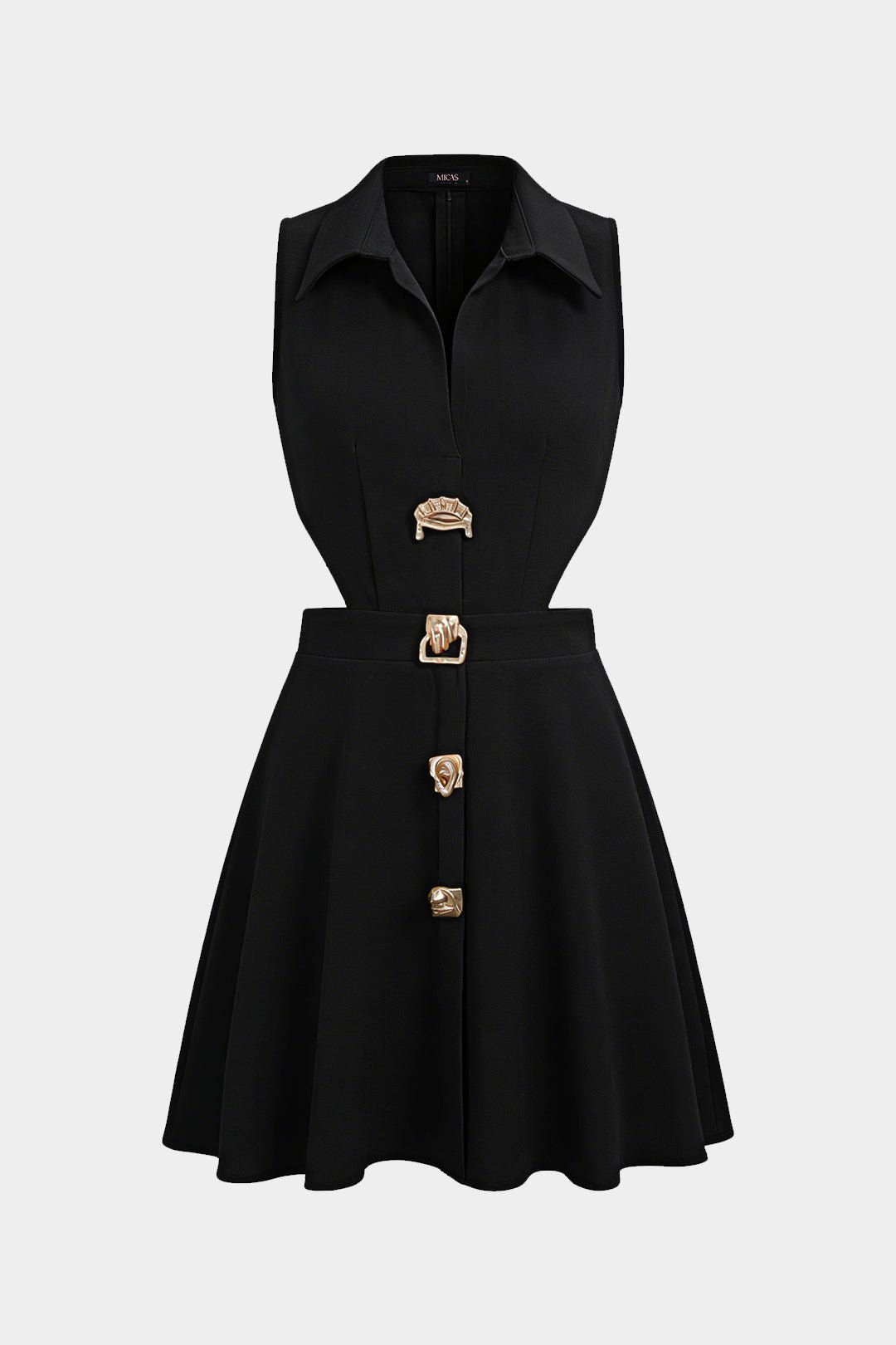 Lara Mini Dress | Metallic, Irregular Cut-Out Design 4