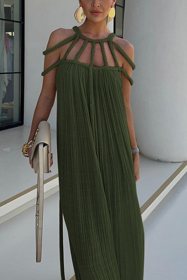 Lina Maxi Dress | Linen Blend, Draped Braids, Ankle-Length 12