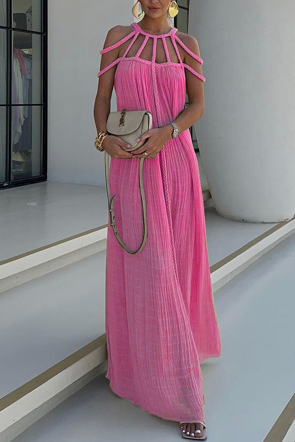 Lina Maxi Dress | Linen Blend, Draped Braids, Ankle-Length 6