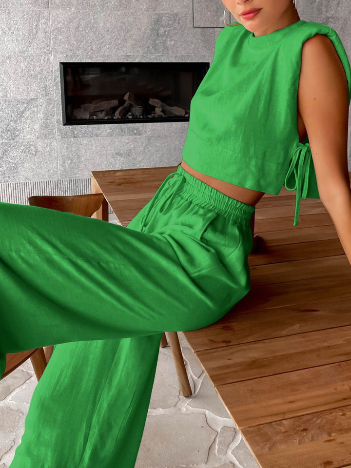 Lina Two Piece Pants Set | Lightweight Linen Blend, Wide Leg Design 5