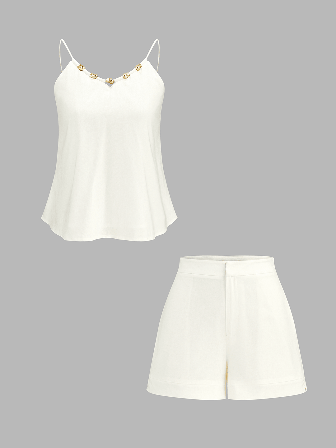 Lina Women's Set | Linen Blend Loungewear with Metal Detail 1