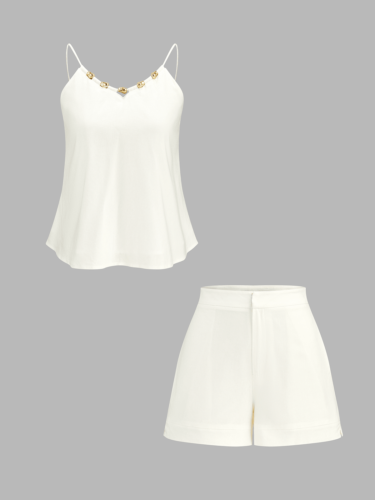 Lina Women's Set | Linen Blend Loungewear with Metal Detail 1