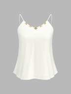 Lina Women's Set | Linen Blend Loungewear with Metal Detail 2